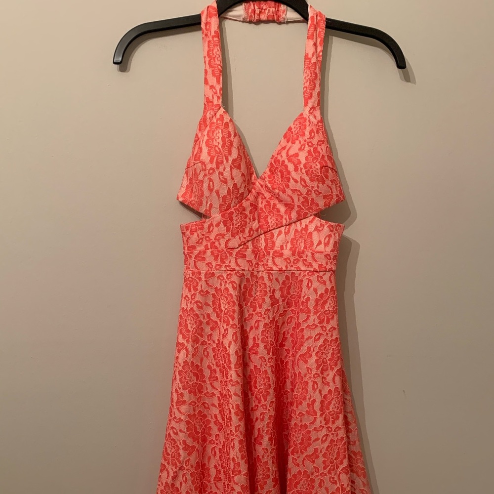 NWT Willa boutique coral floral cutout dress